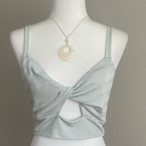 Light Sage Twist Front Crop Top Size XL
